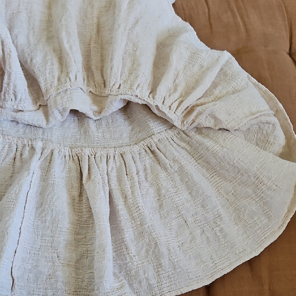 Zara Detailed Cream Puff Sleeve Kids Dress - Picture 6 of 10